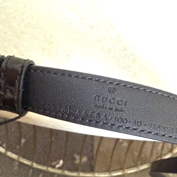 Gucci 763361 Slim Horsebit Black Patent Leather Thin Belt, 90, 95, 100 - Picture 7 of 14